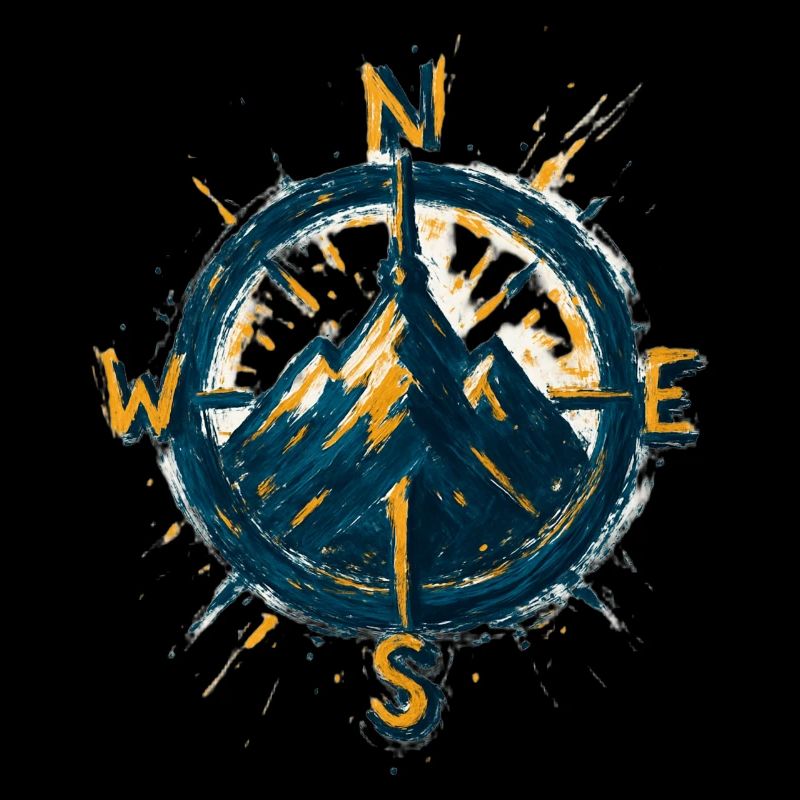 Compass on mountain background - skiing - hiker