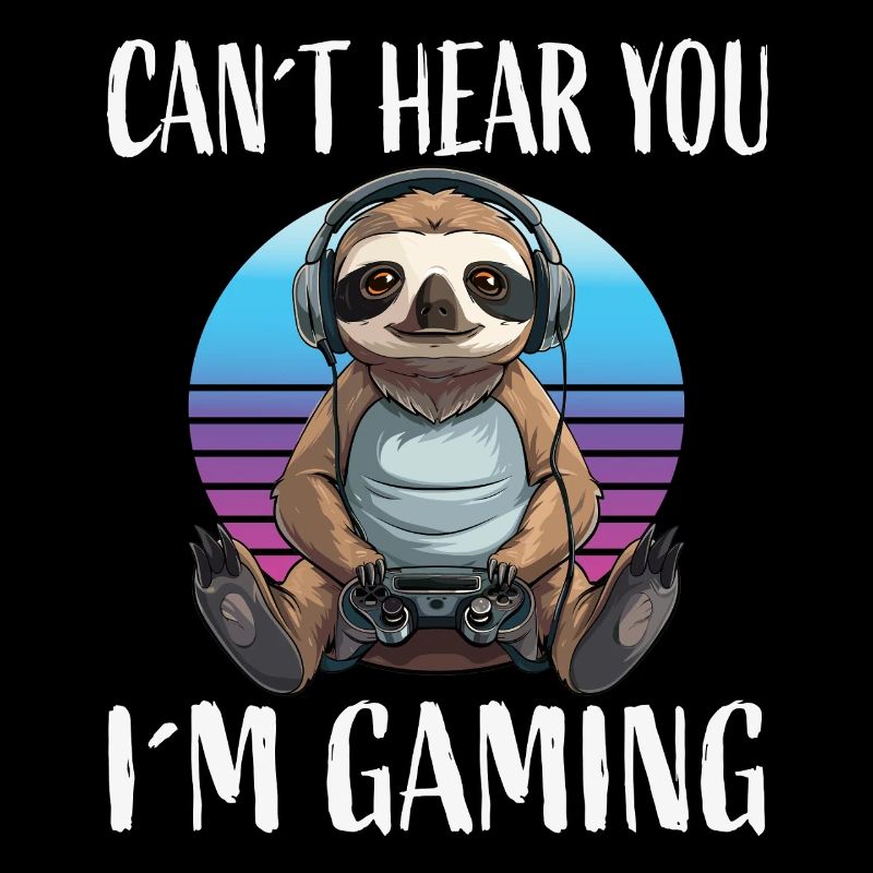 Gamer Sloth at Retro Sunset