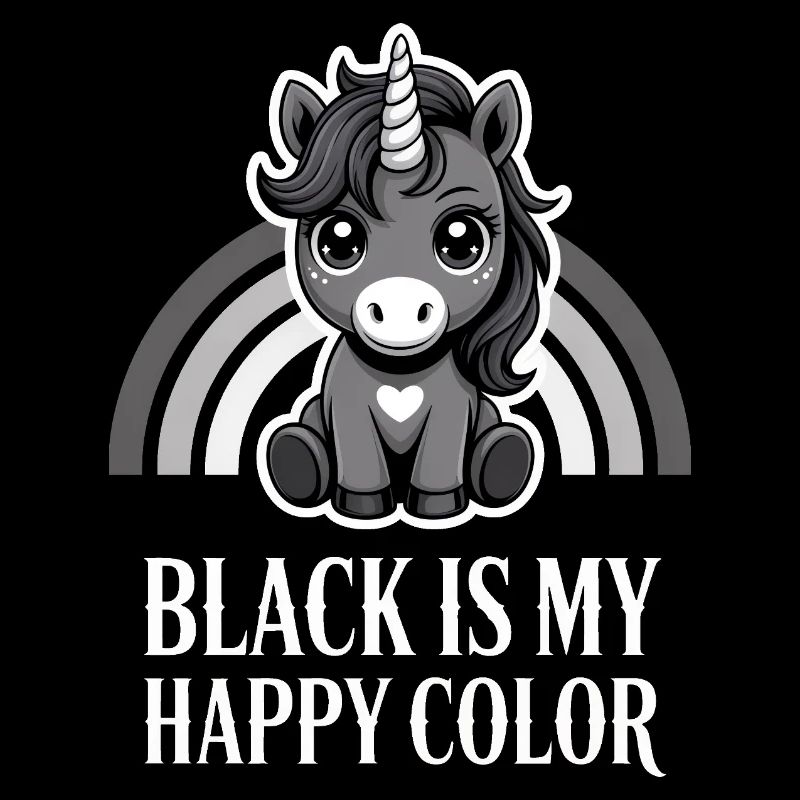 Licorne Noire Joyeuse Couleur