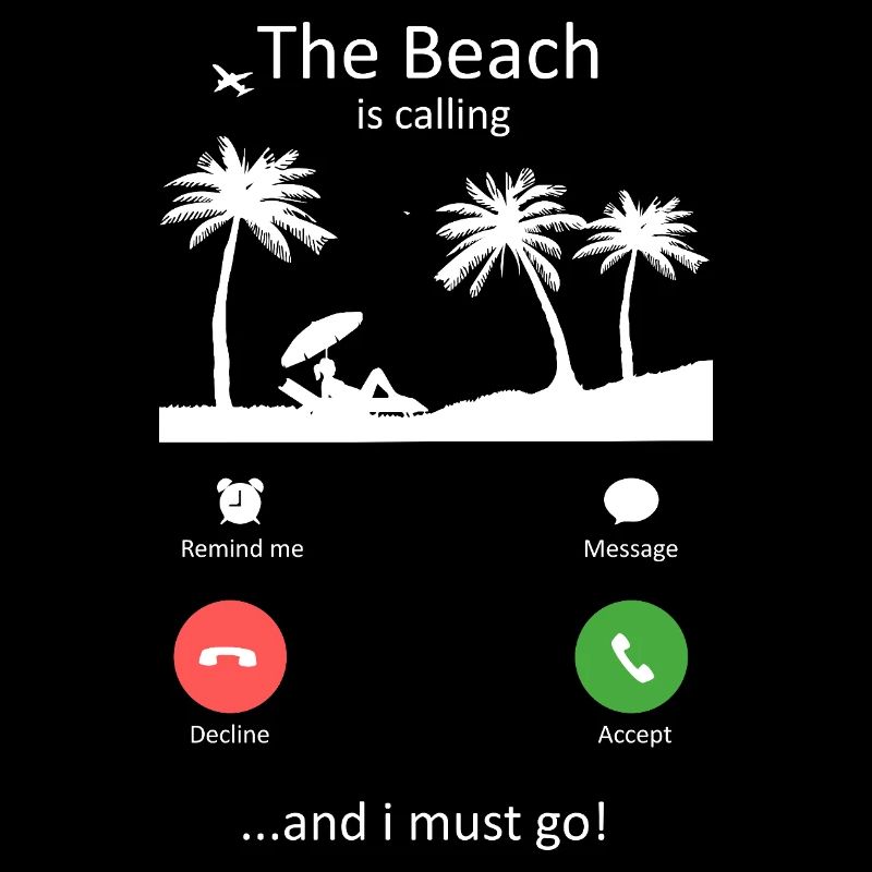 Der Strand ruft einen lustigen Sommerurlaubsslogan