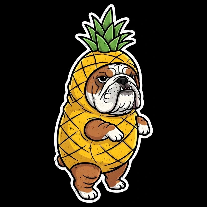 Bulldogge mit Ananas Comic Shirt Geschenk