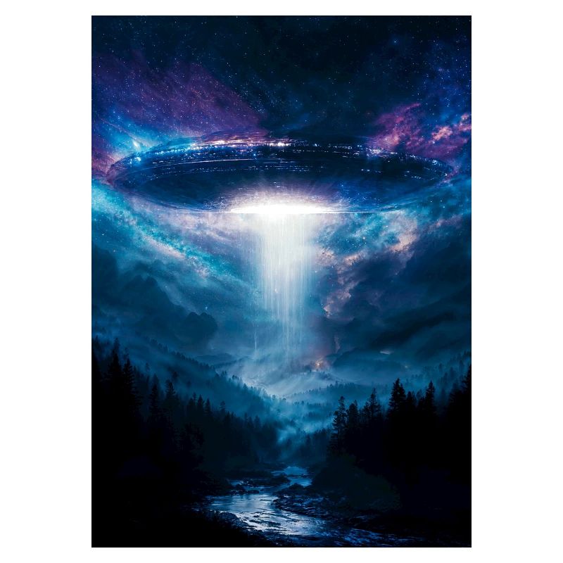 UFO Beam Over Midnight Forest