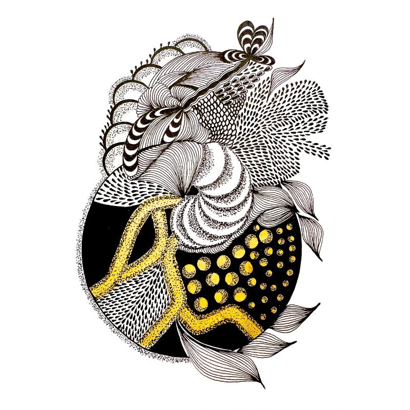 Fischmuster mit goldenem Akzent
