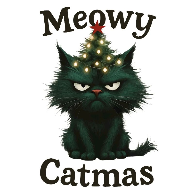 Meowy Catmas Grumpy Christmas Cat