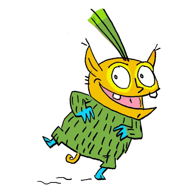 Fröhlicher Monster im Grünen Pullover