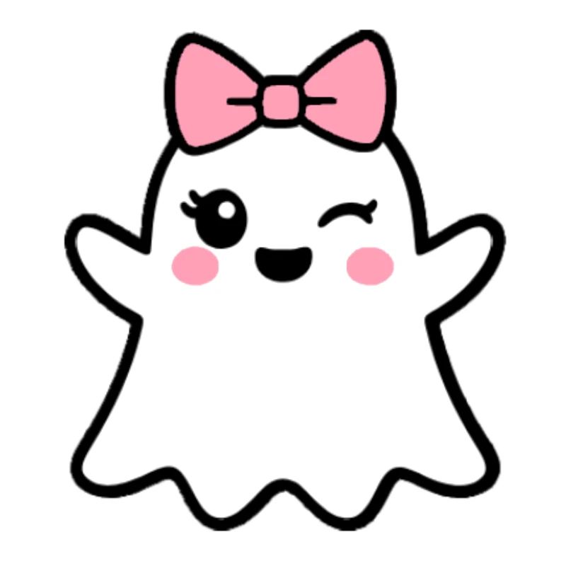 Kawaii Ghost with Pink Bow