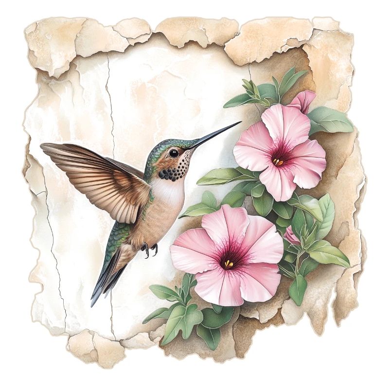 Kolibri mit Blüten