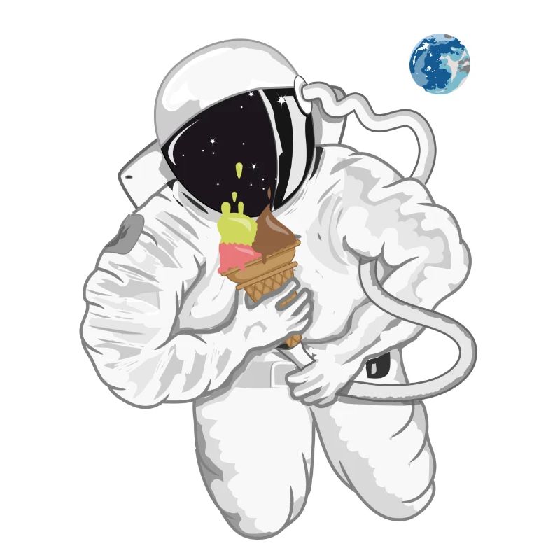 witziger Astronaut mit Eistüte im Weltall