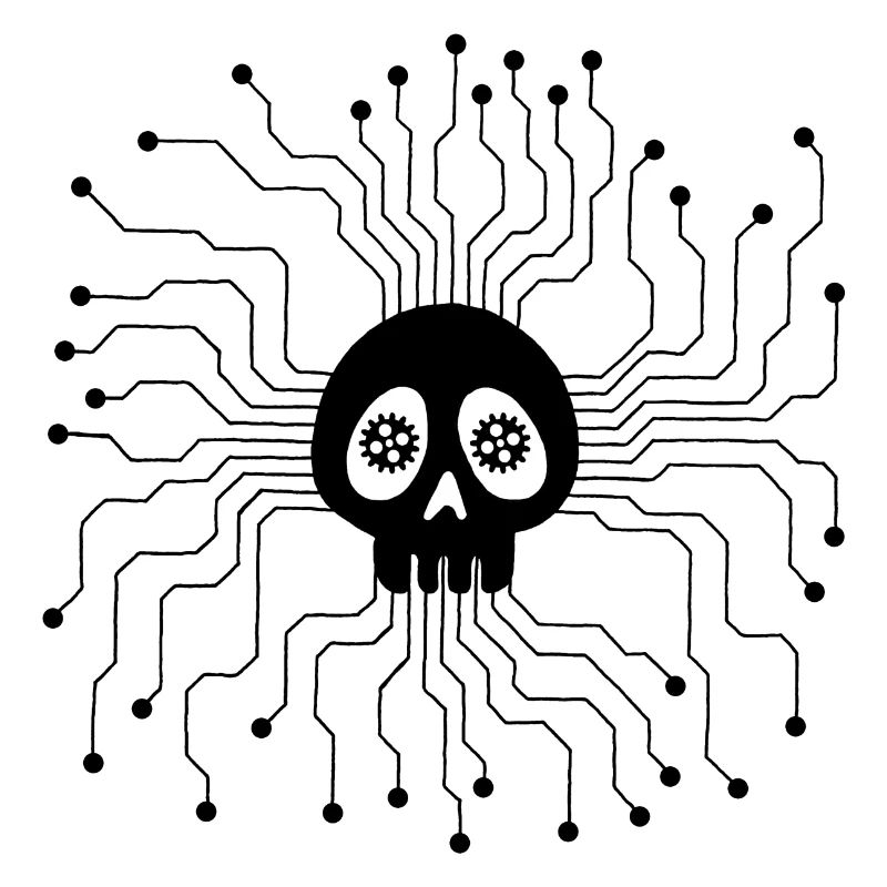 Black microprocessor skull