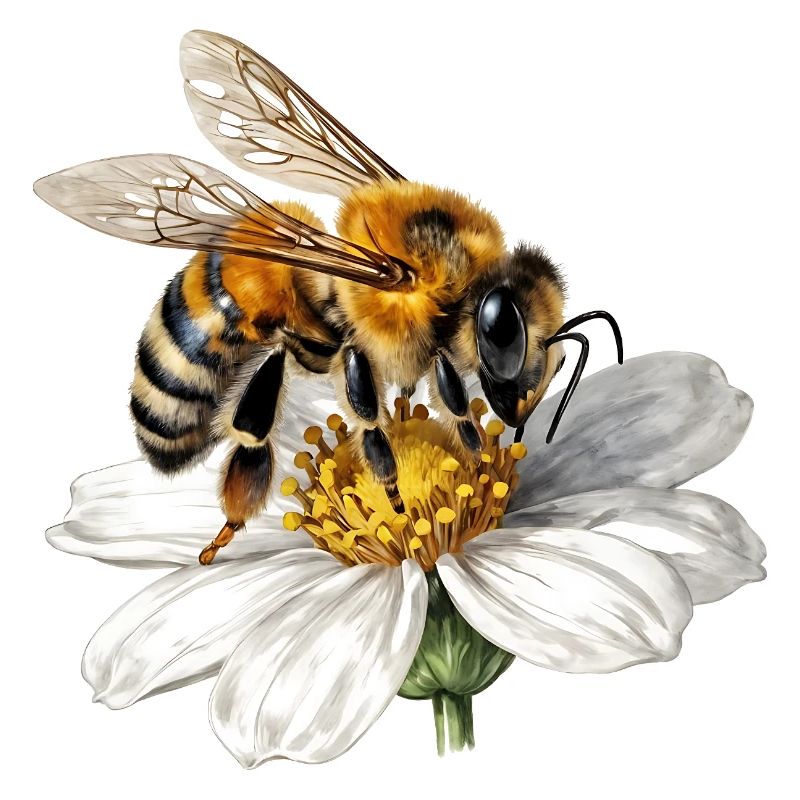 Abeille sur fleur blanche