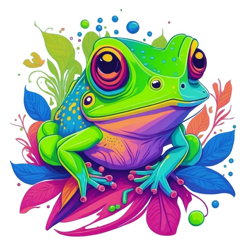 Rainbow frog on leaves