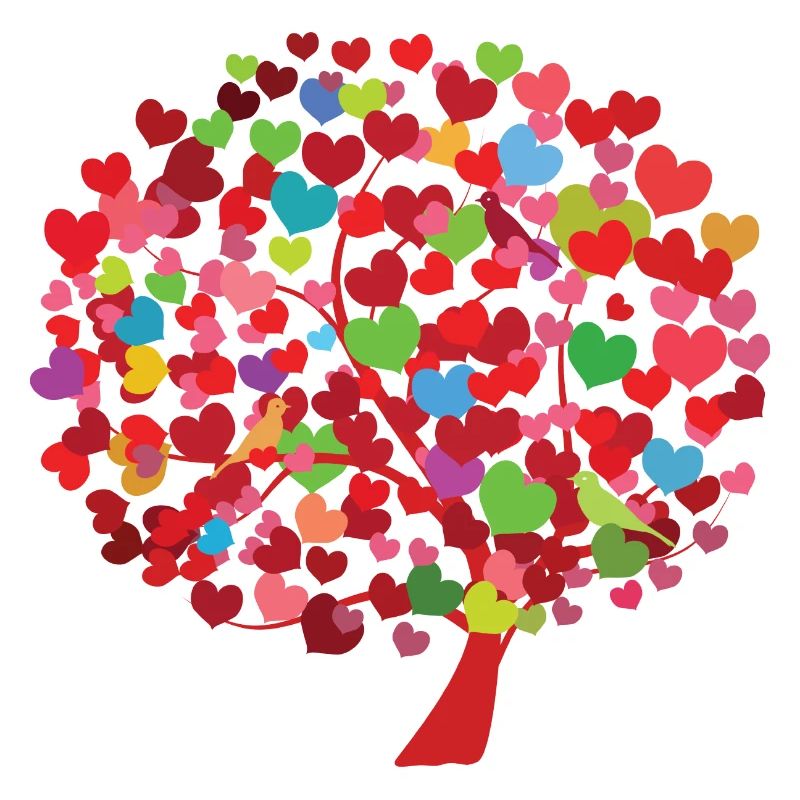 Herzbaum Illustration mit bunten Blättern