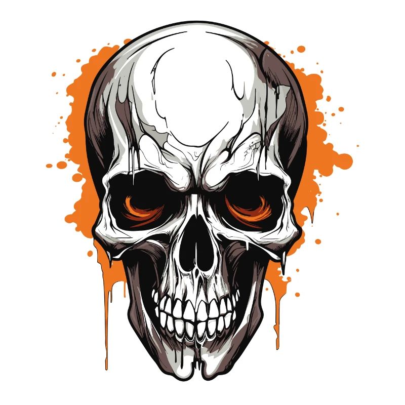 Orangener Schädel Splatter Gothic