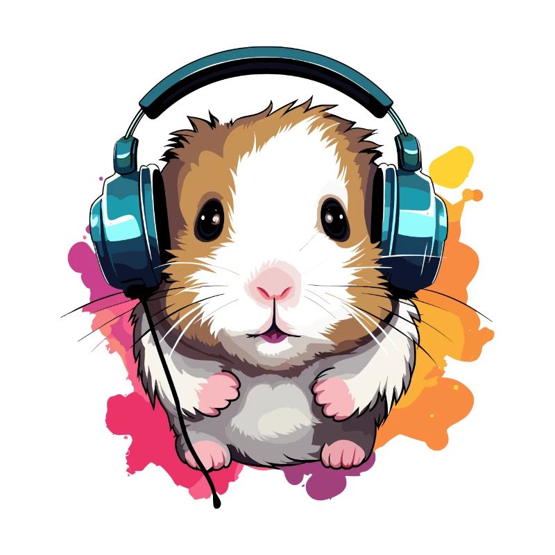 Hamster mit Kopfhörer Zwerghamster Goldhamster