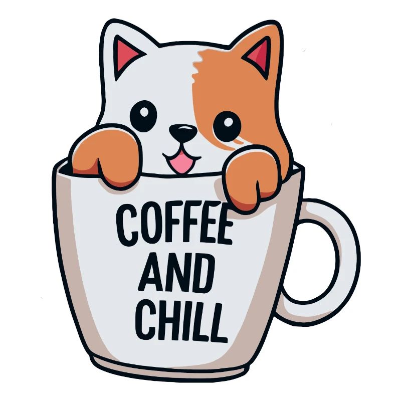 chat mignon dans la conception d’une tasse à café