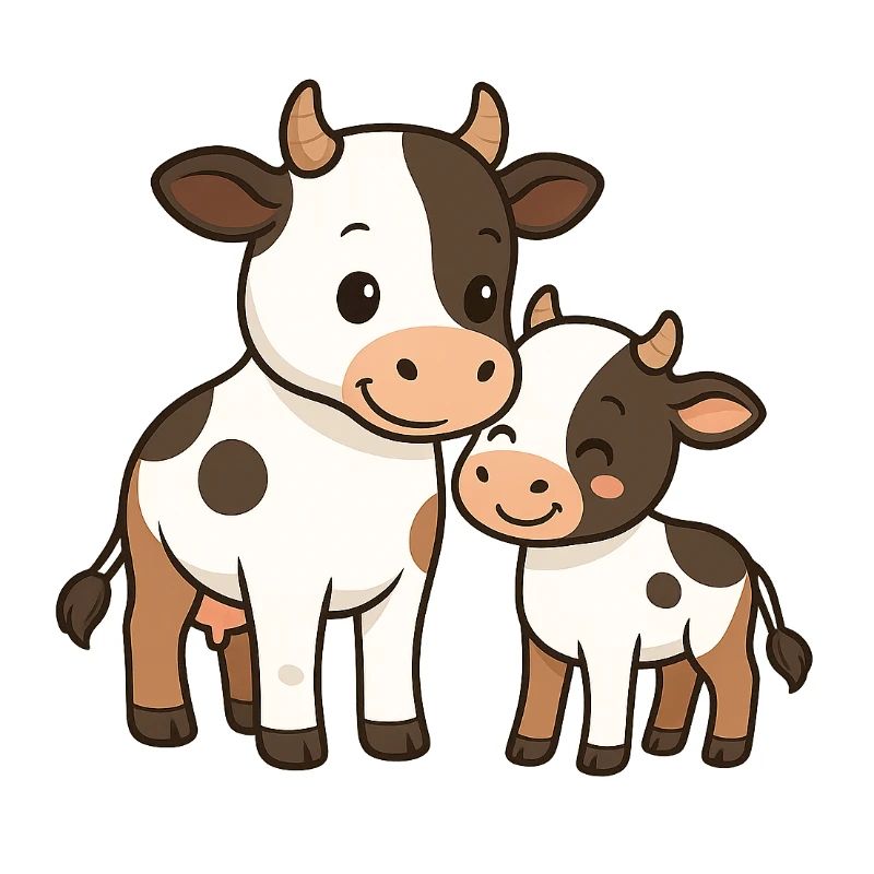 Kuhmutter kuschelt mit ihrem Kalb