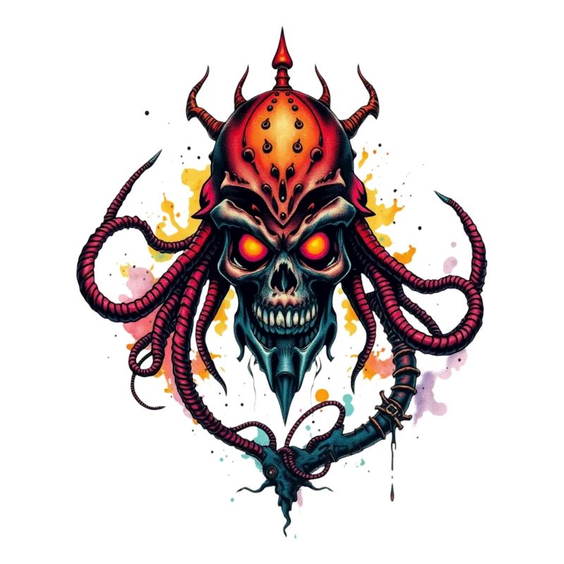 Tentakelskull Horror Kunst Druck