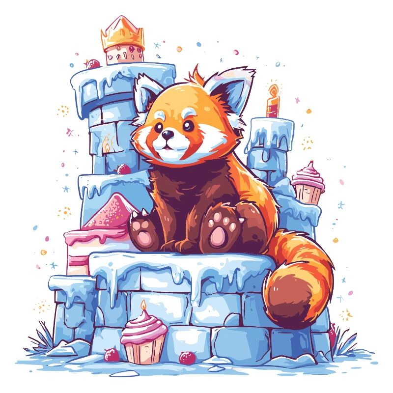 Roter Panda auf Eisburg