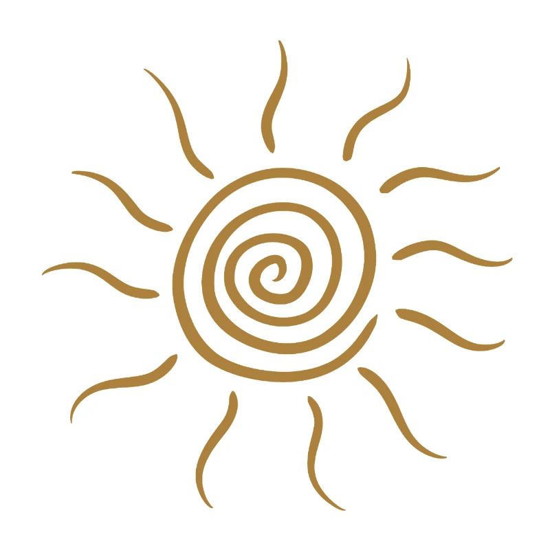 Glyphe du soleil en spirale dans la teinte dorée