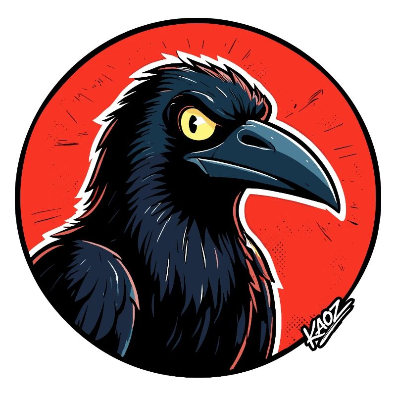 Corbeau noir dans l’orbite rouge