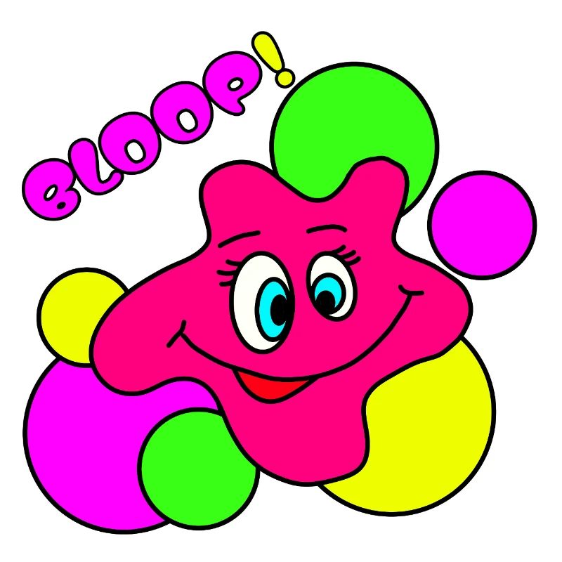 BLOOP! Lustiger Neon Pop-Art Klecks-Charakter