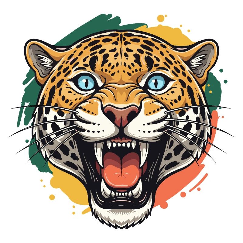 Jaguarkopf im Farbsplash-Stil