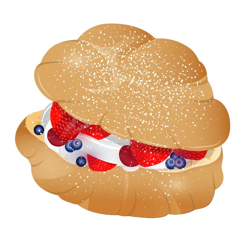 Mit Sahne und Beeren gefüllter Windbeutel