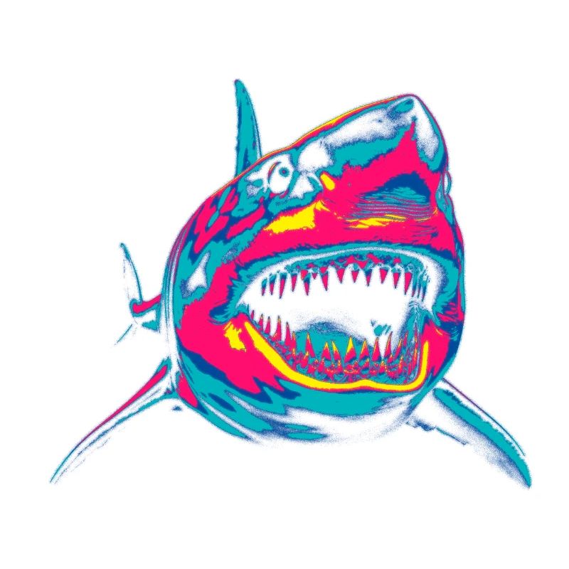 Requin néon Pop Art Couleur Feu
