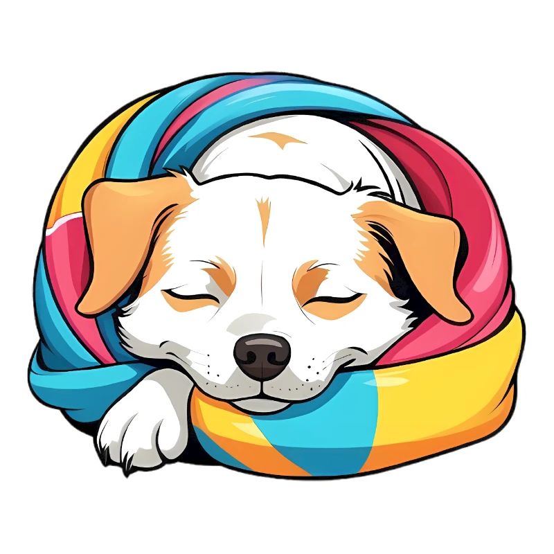 Chiot endormi Écharpe arc-en-ciel