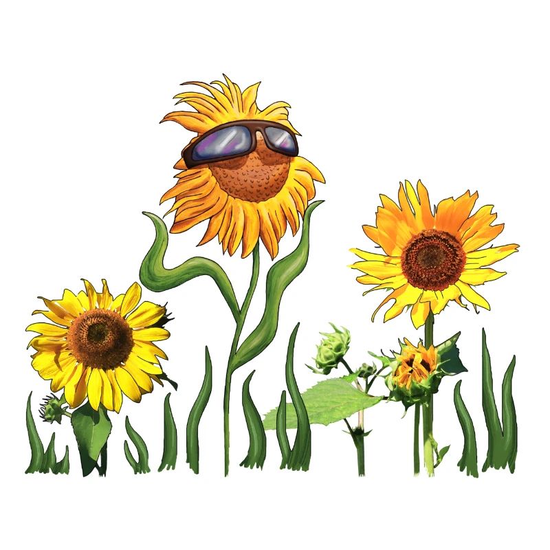 Sonnenblumen mit Sonnenbrille