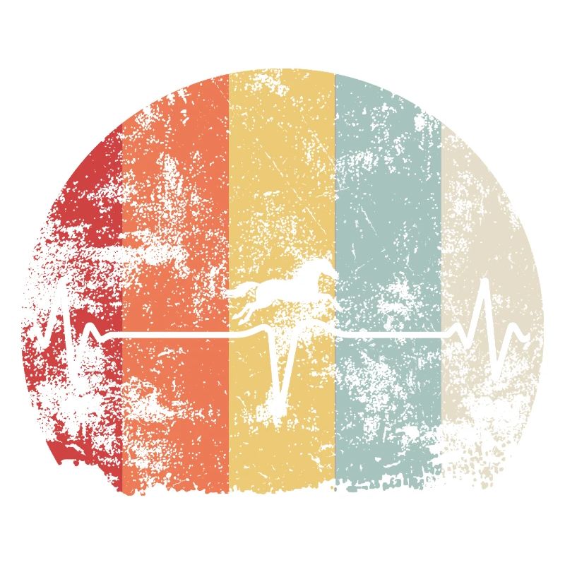 Herzschlag-Pferd im Retro Regenbogen