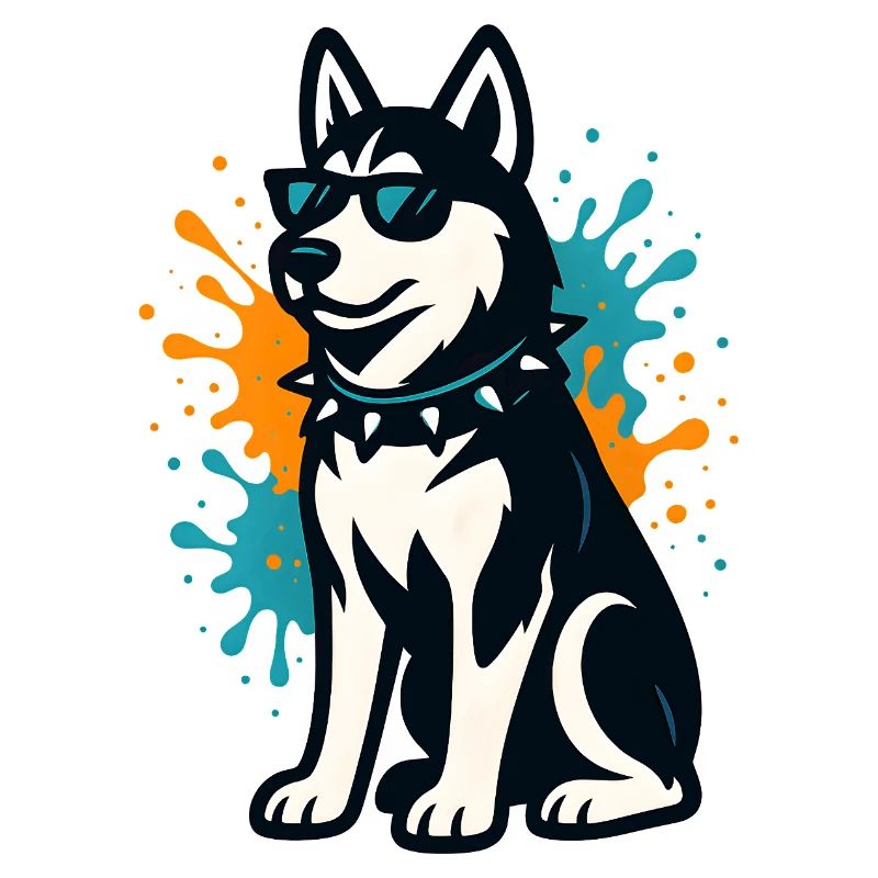 Siberian Husky im Spray-Graffiti mit Sonnenbrille