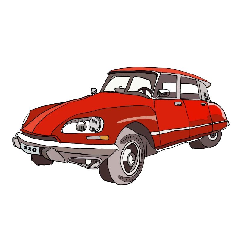 Roter Oldtimer Coupé Illustration