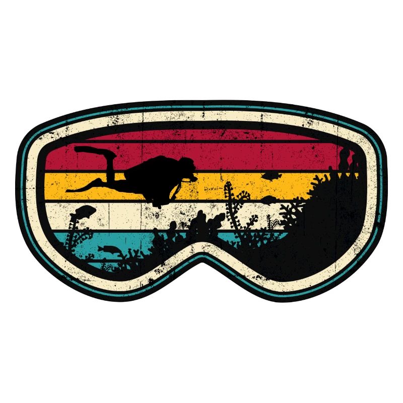Retro Diver Sunset Silhouette