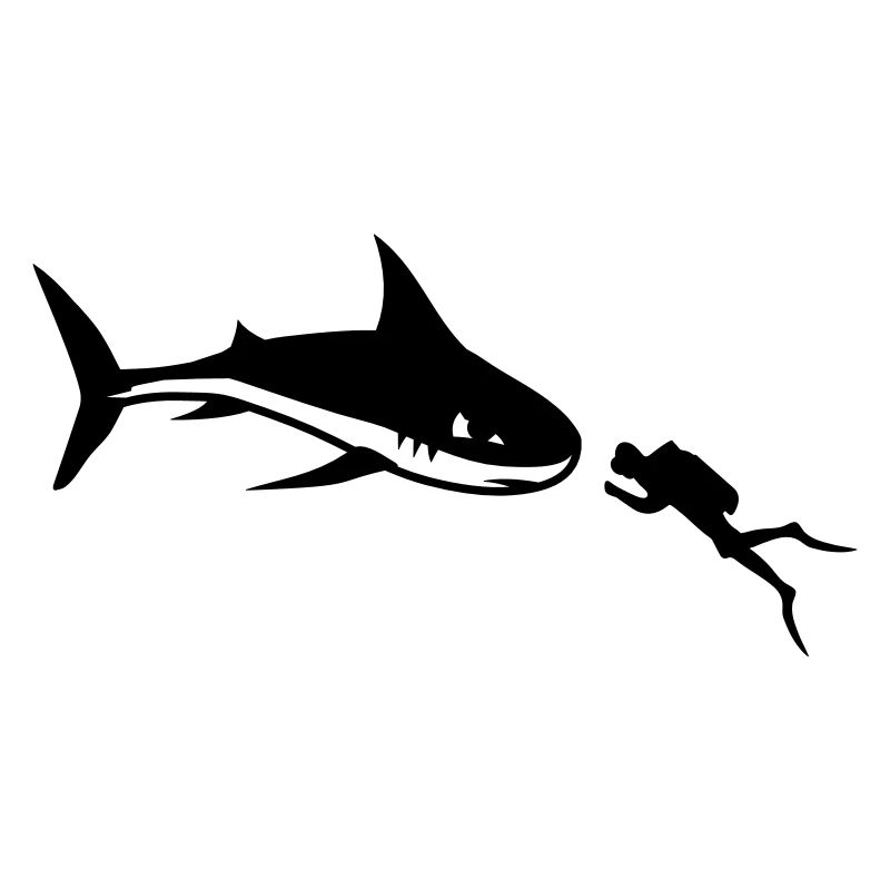 A shark and a diver