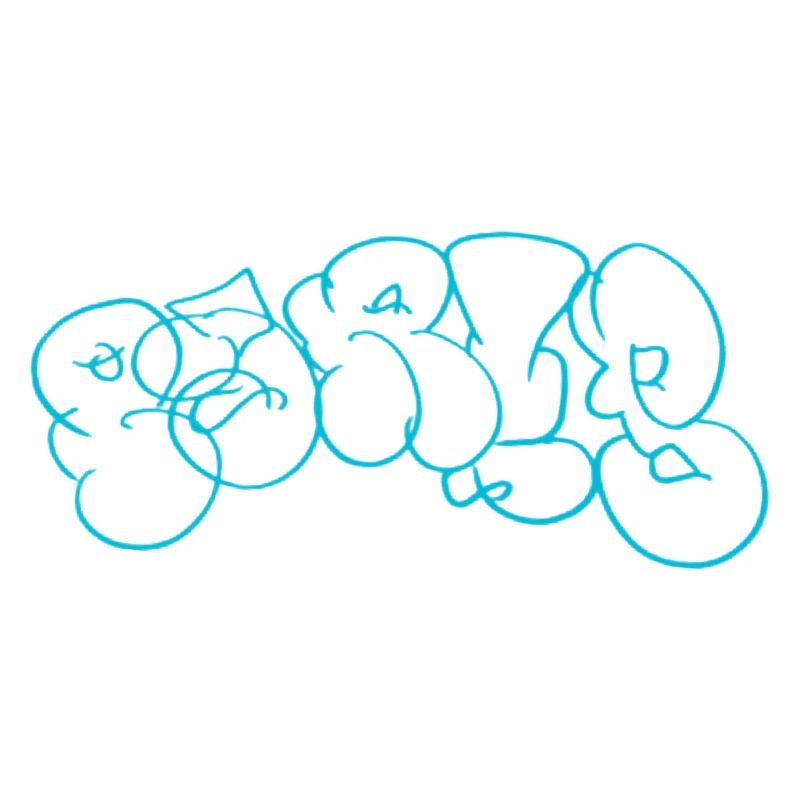 Blaues Bubble-Graffiti Muster im Paris Style