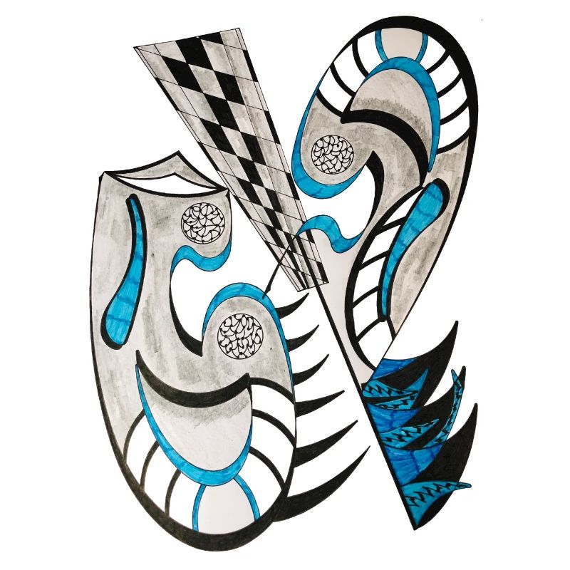 BlueBlack Abstract Cross Pattern