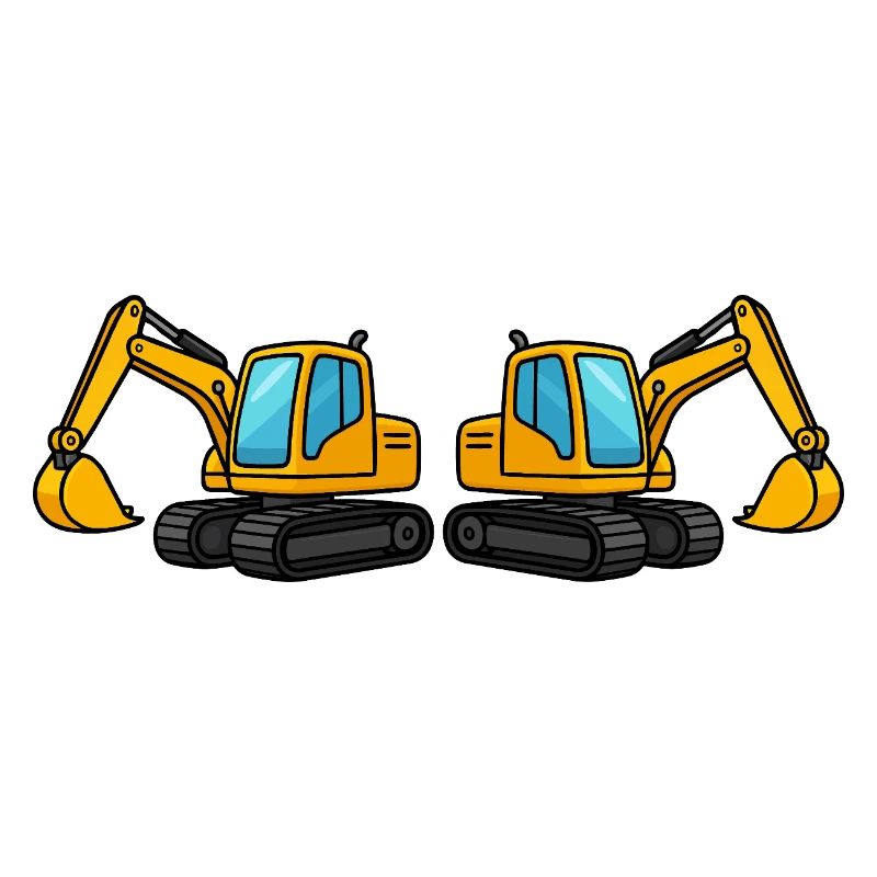 Silhouette de machine de construction double