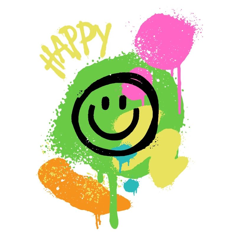 Graffiti Happy Smiley Éclaboussures de Couleur