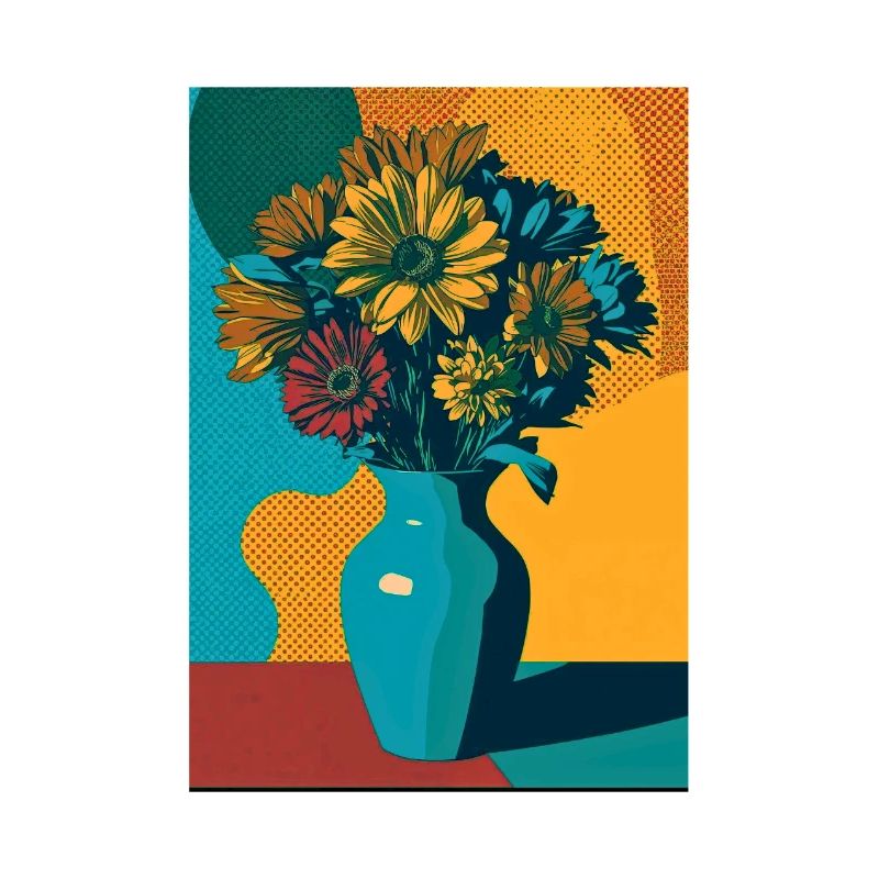 Pop Art Blumen auf blauer Vase