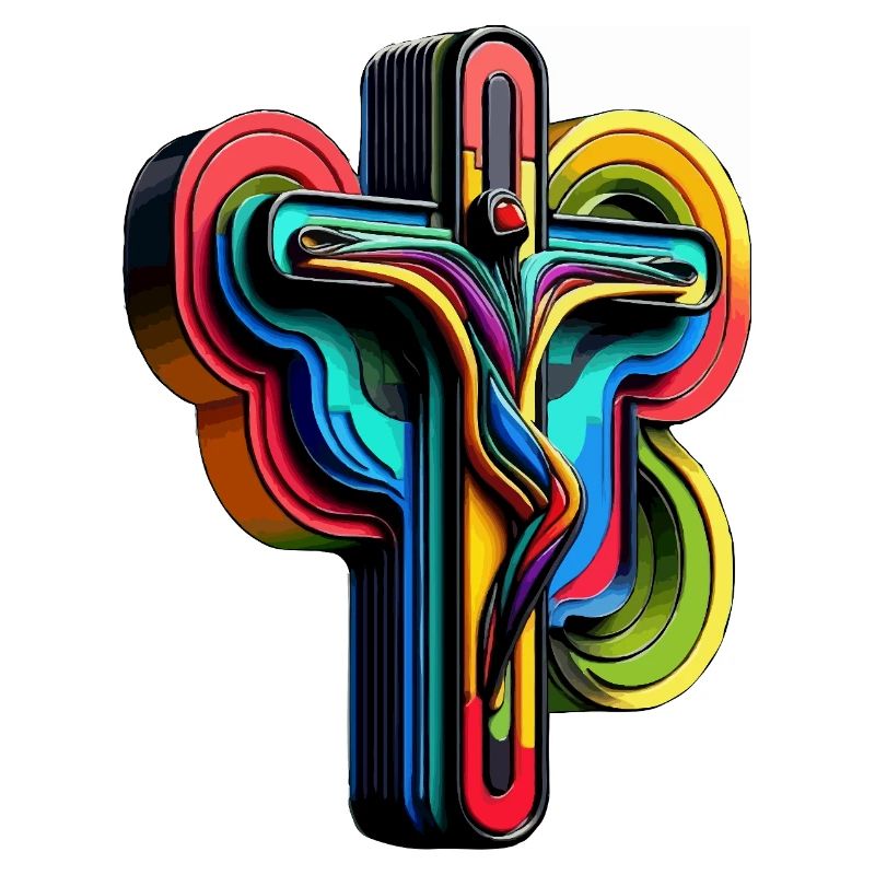 Lebendige Regenbogenkreuz-Popkunst