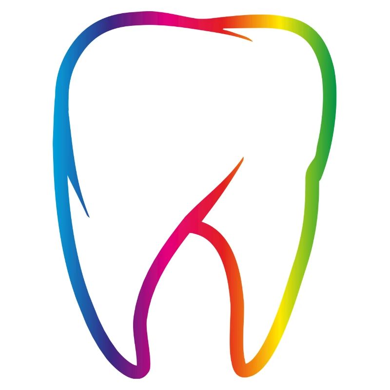 leuchtend bunter Regenbogen Zahn
