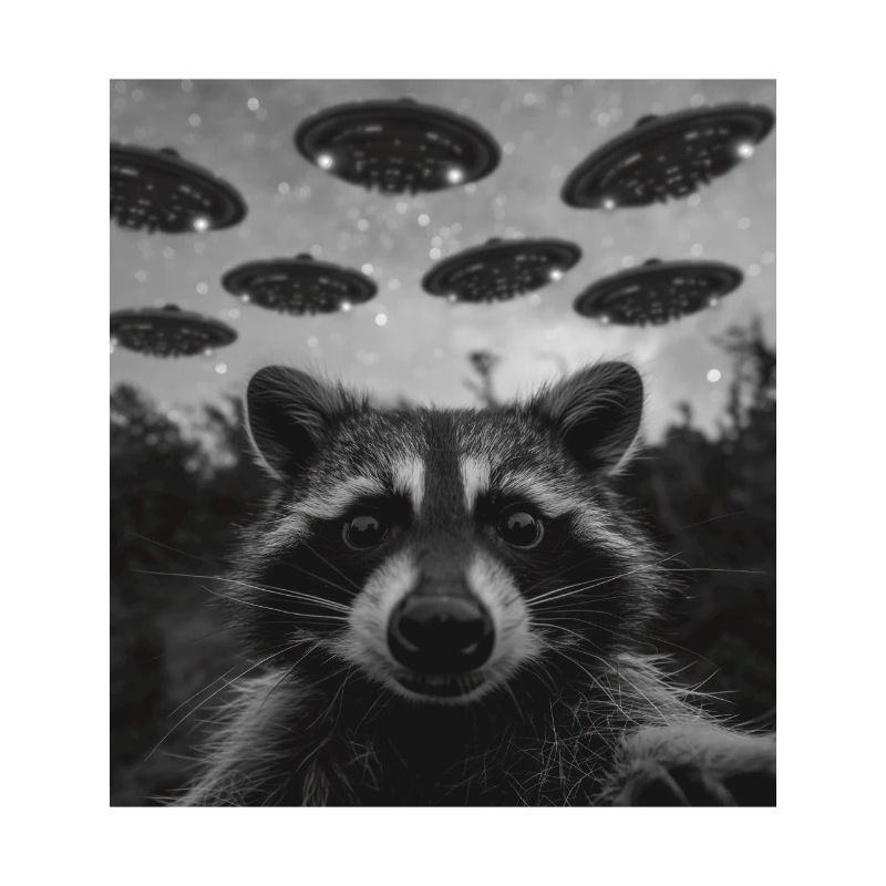 Waschbär Selfie mit Alien UFO
