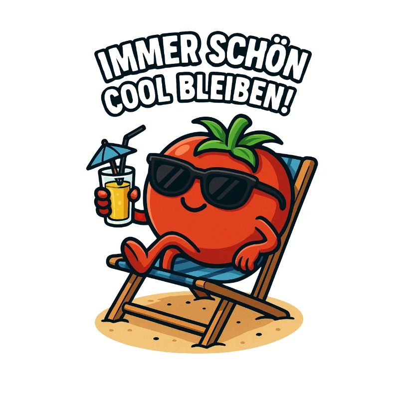 Sommer Tomate mit Sonnenbrille karikatur 