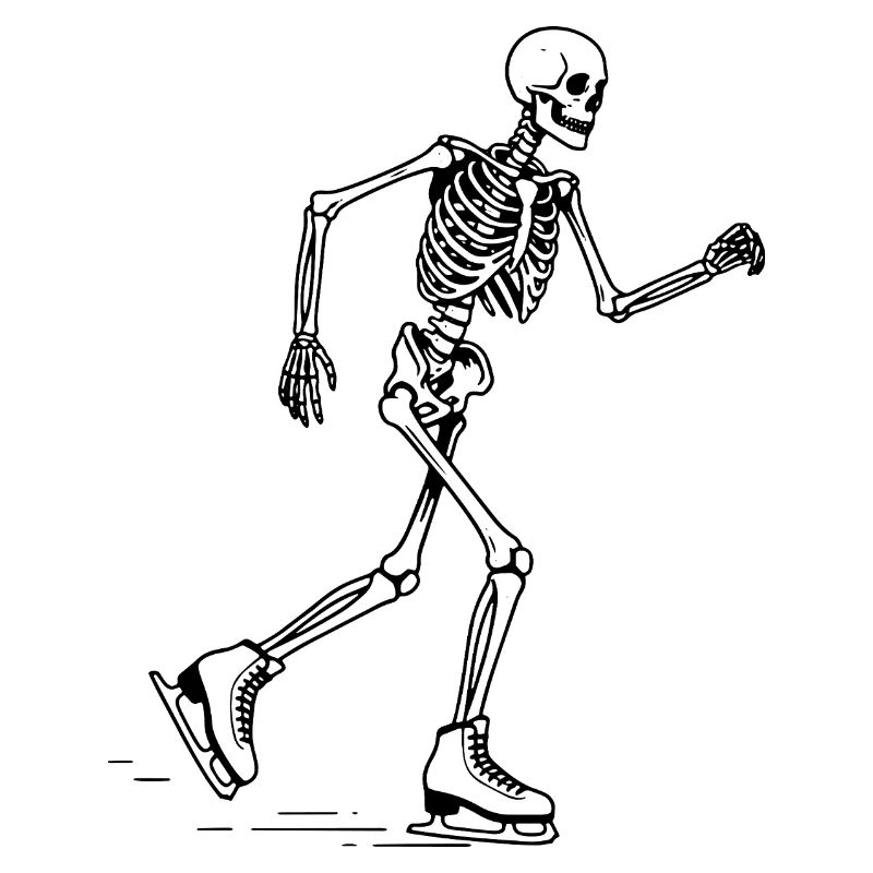 Skeleton is iceskating 