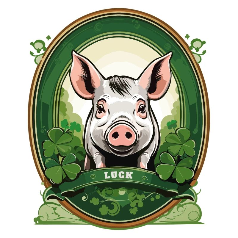 Cochon chanceux avec trèfles