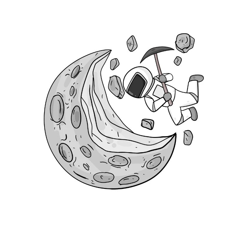 Astronaut Moon Crescent