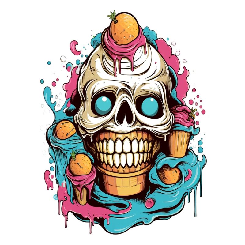 Skull Eistüte mit Fruchtmotiven
