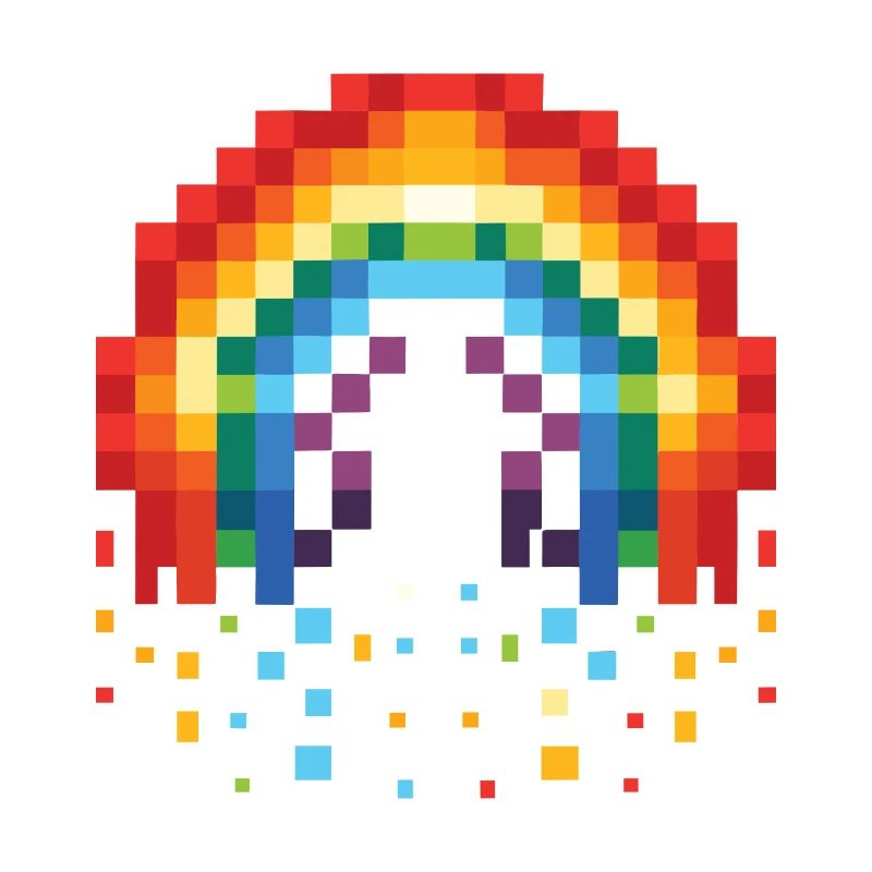 Pixel Art Rainbow 8-Bit Retro