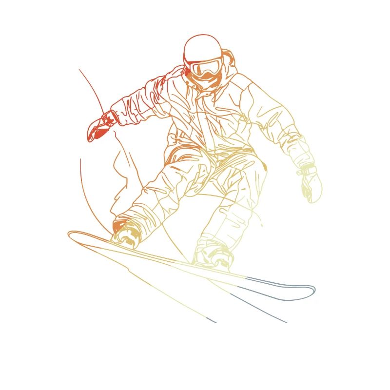 Snowboarder Skizze Retro